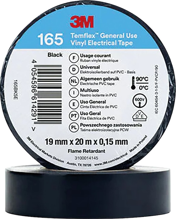 Immagine prodotto 3M Nastro isolante in vinile Temflex 165, 19 mm x 20 m (19 mm)