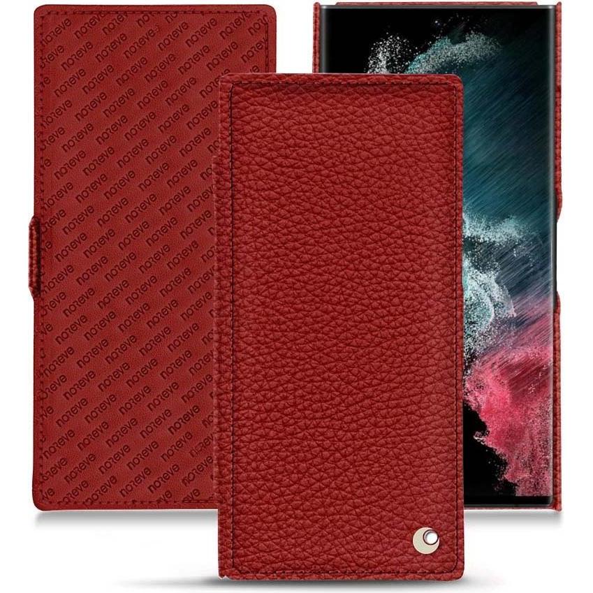 Noreve Lederschutzhülle horizontal (Samsung Galaxy S22 Ultra), Smartphone Hülle, Rot