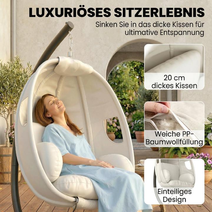 Produktbild Outsunny Hängesessel Verzinkter Stahl, Polyester Hellgrau