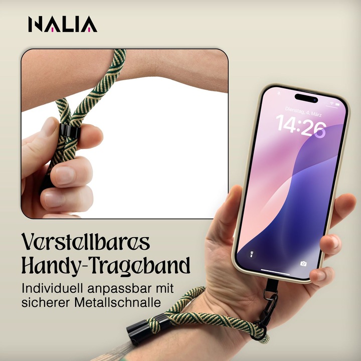 Produktbild Nalia Wristy Lanyard Handykette – Universal Trageband für Smartphones – Verstellbar, Soft & Elastisch