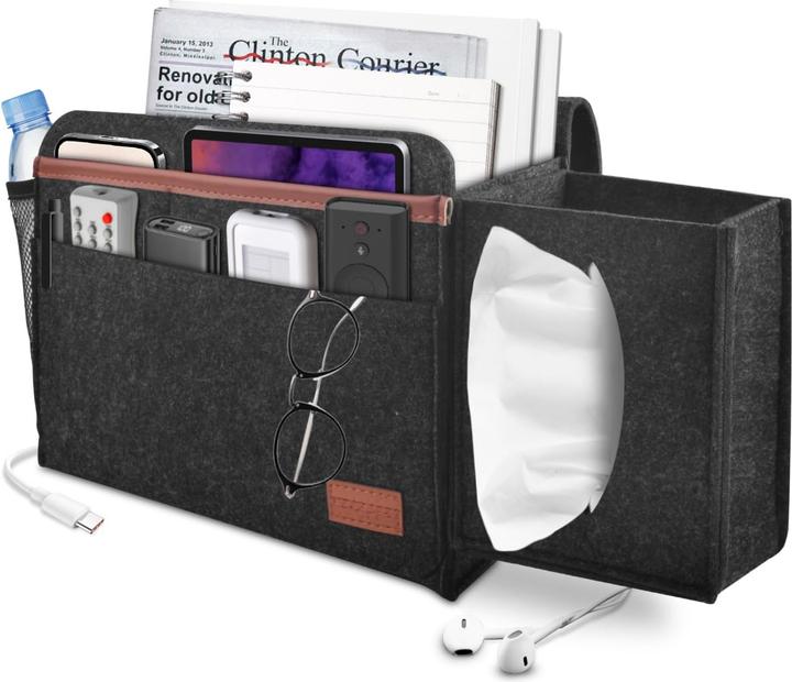 Alopini Bettbeutel Bett Organizer Hook-in, Bettbeutel Hook-in dicken Filz rutschfest mit Schnalle