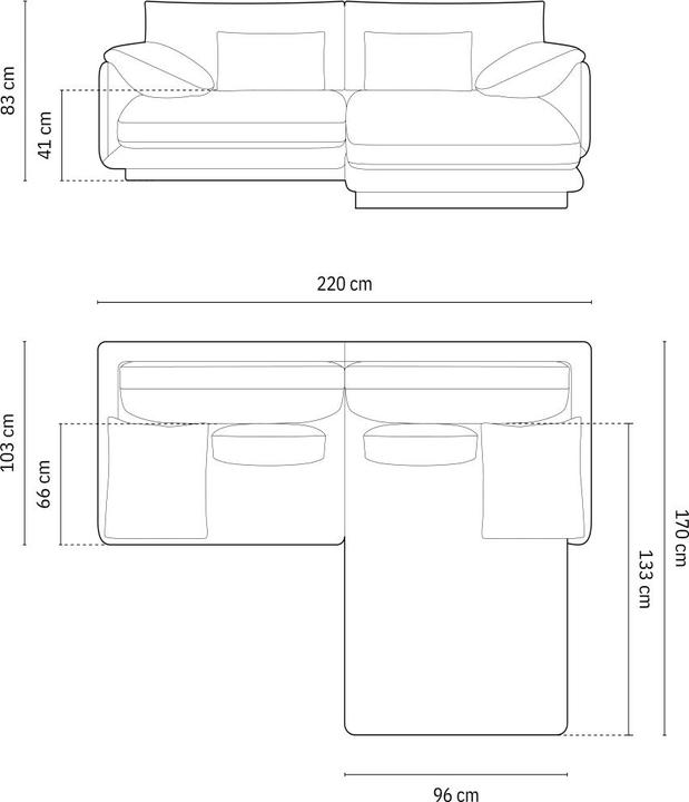 Actual product image Micadoni Right Corner Sofa, "Torino", 3 Seats, 220x170x83 Made in Europe (Corner sofa)