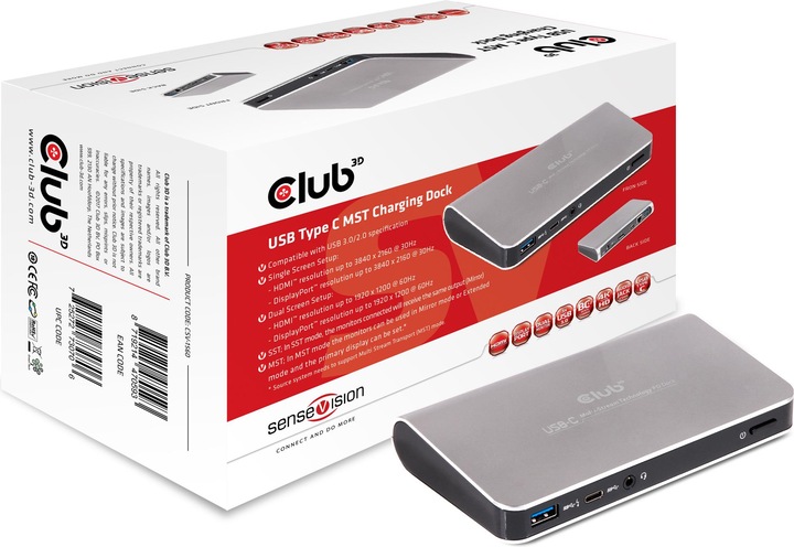 Club 3D USB Typ C MST Dock mit Ladefunktion (USB-A, 1 Ports)