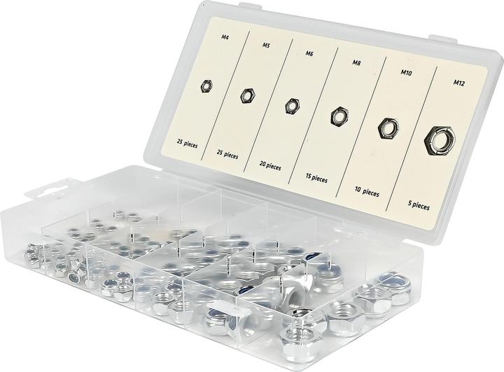 Produktbild Benson Muttern-Set selbstsichernd 100-teilig (M4, M12, M6, M8, M5, M10)