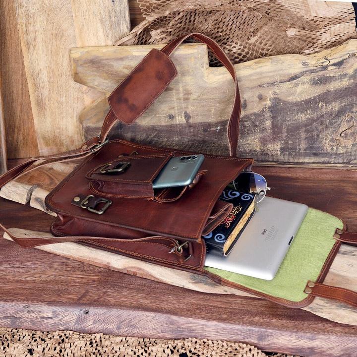 Immagine prodotto Only-Bags.Store Borsa a tracolla satchel in pelle, messaggero in vera pelle per uomini e donne, borsa a tracolla