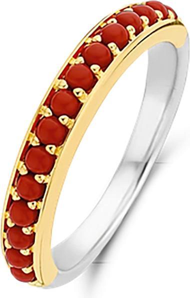 Image du produit Ti Sento Milano Bague rouge corail bicolore dorée à l'or jaune 12123CR (56, Argent 925)