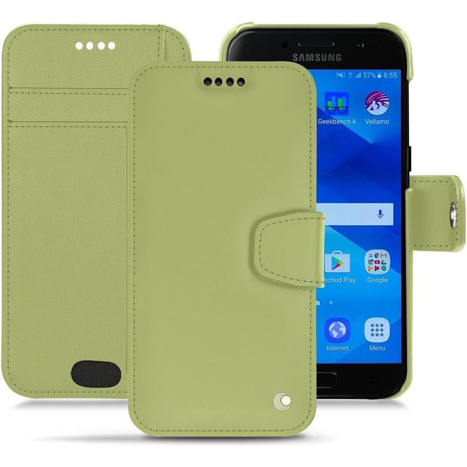 Noreve Lederschutzhülle Wallet (Samsung Galaxy A3 (2017)), Smartphone Hülle, Grün