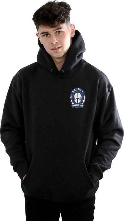 Actual product image Star Wars Mens The Mandalorian Bounty Hunter Badge Breast Print Hoodie (3XL)