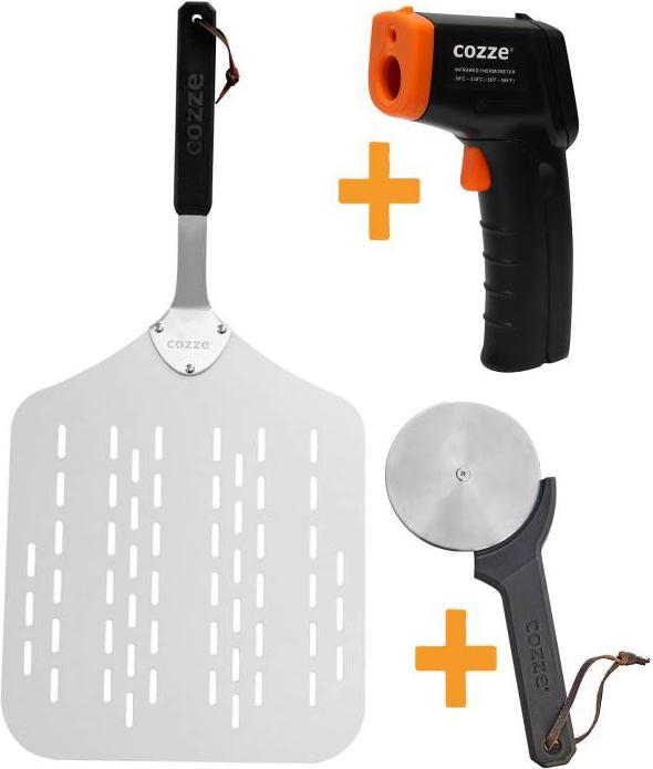 Produktbild Cozze Starter-Set 3-teilig bestehend aus Pizzaschaufel Thermometer und Pizzaschneider