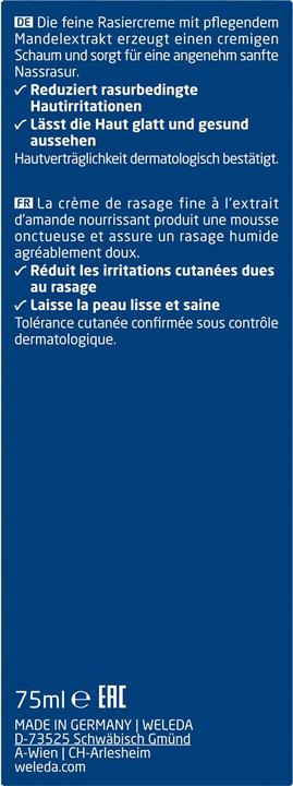 Valeurs nutritives et ingrédients Weleda Rasiercreme (75 ml, Crème à raser)