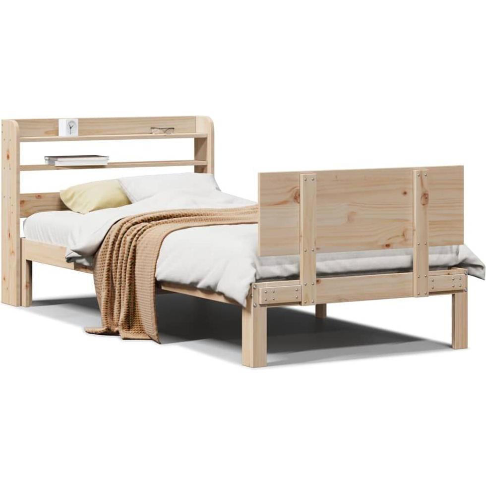 VidaXL, Bett, Massivholzbett Holzbett Bett Einzelbett mit Kopfteil 75x190cm Kiefer (75 x 190 cm)