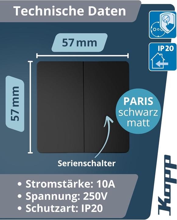 Actual product image Kopp Insert switch actuator Paris Black (matt) 650550089 (Switch actuator)