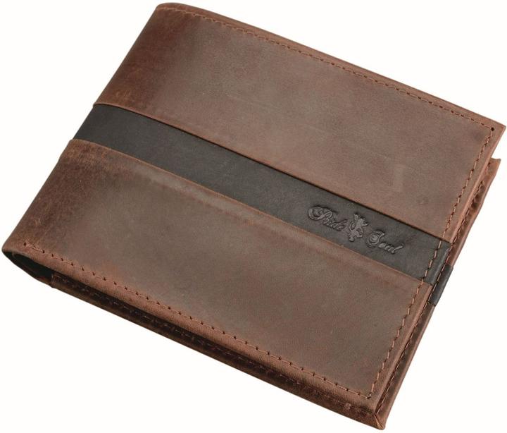 Pridesoul Geldbörse, Leder, dunkelbraun, Querformat zwei Scheinfächer, Münzfach, sieben Kreditkartenfächer