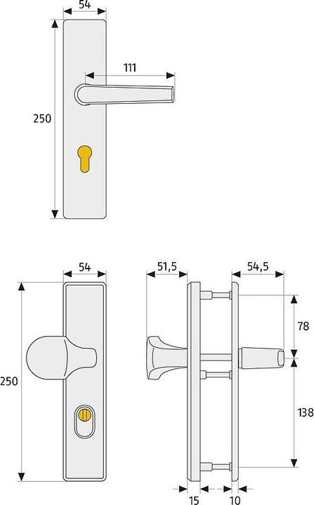 Produktbild Abus HLZS814 F1 EK Schutzbeschlag eckig, DG, alu. (Türgriff)