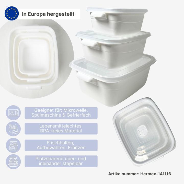 Image du produit Hermex 6er-Set Mikrowellendosen Vorratsdosen Mikrowellenbehälter Gefrierdosen