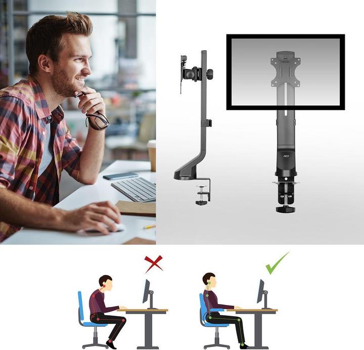 Produktbild Monitor Desk Mount, 1 screen up to 32ö, with thumb screw (Tisch, 32")
