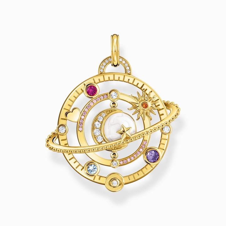 Immagine prodotto Thomas Sabo Ciondolo con anello planetario e pietre colorate placcato oro (Smalto, Argento 925)