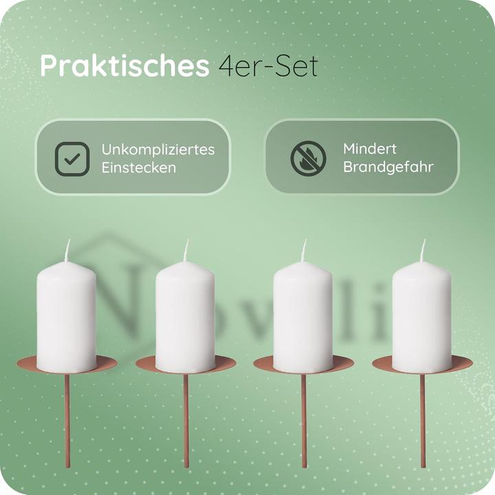 Produktbild Novaliv 8x Kerzenpick | Dorn, 12 cm ROST | Kerzenhalter für Adventskranz Kerzenpin Weihnachtskranz (12 x 12 x 12 cm)