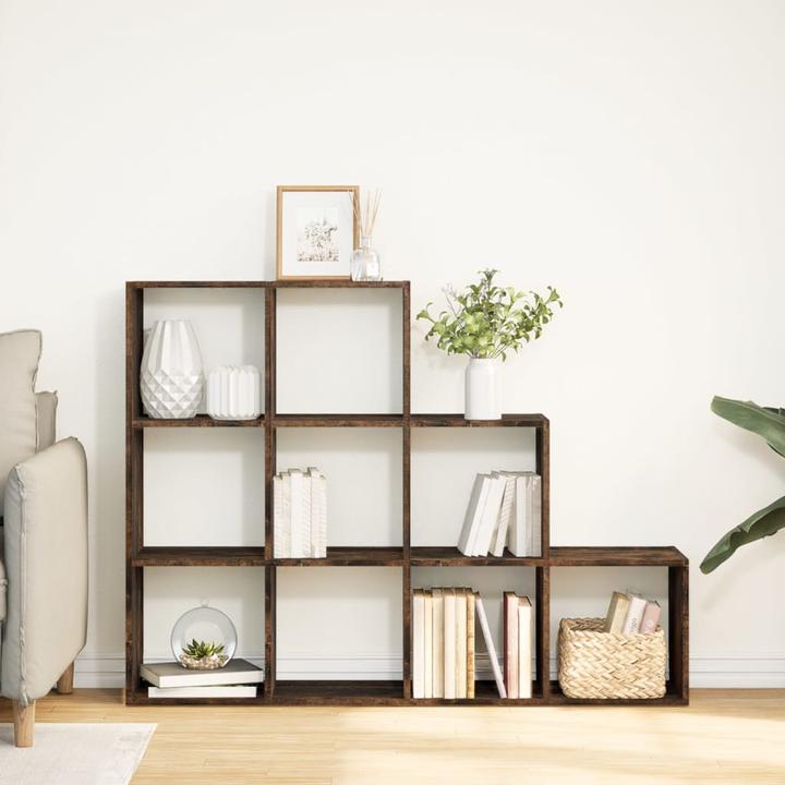 Produktbild VidaXL Raumteiler Bücherregal Standregal Treppenregal 3 Stufen Räuchereiche (137.5 x 29 x 103.5 cm)