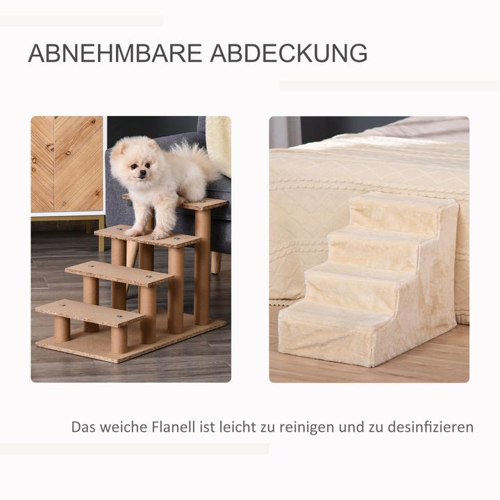 Immagine prodotto PawHut Scala per animali domestici con rivestimento rimovibile (Cane, Lavabile, Pieghevole)