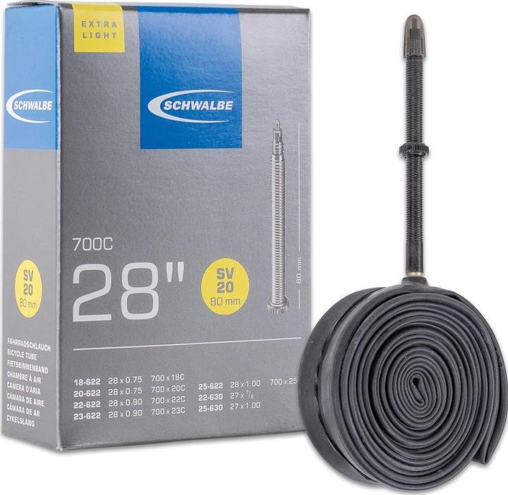 Actual product image Schwalbe EXTRA LIGHT 700x18/25c Presta 80mm (Presta (SV), 28", 80 mm)