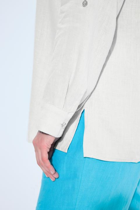 Actual product image Ulla Popken Roll-Tab Sleeve Button Front Linen Blouse (42, 44)