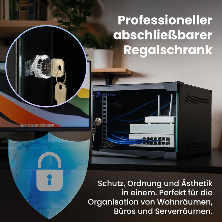 Productafbeelding Extralink LITE 6U 10" REK 280X310 WANDGEMONTEERD ZWART (6 HE, 10 inch rek)