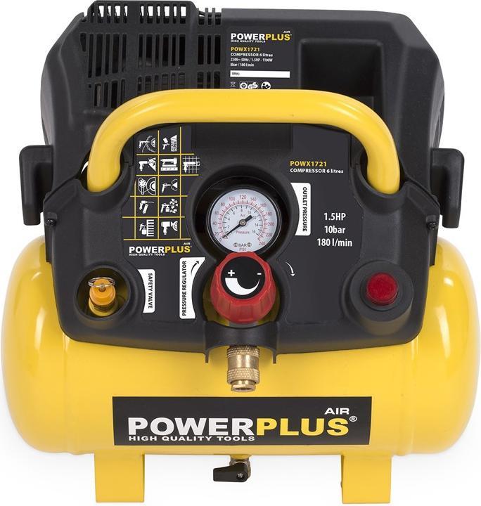 Actual product image Powerplus Kompressor 1100W - 6l kein öl 1.5hp (8 bar, 6 l)