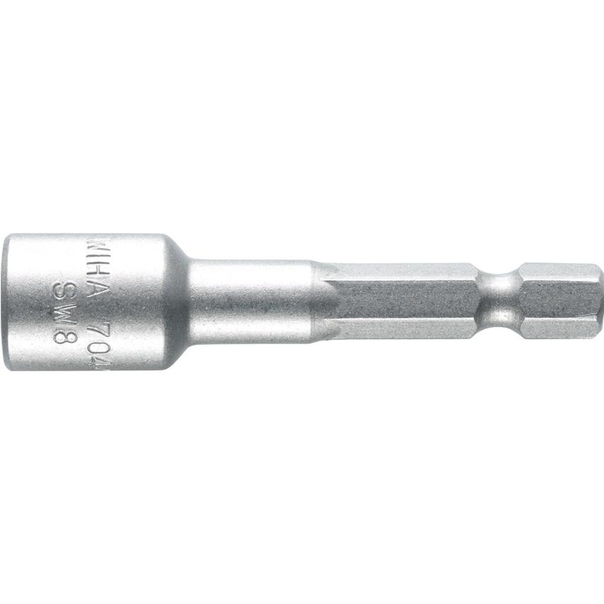 Wiha, Steckschlüssel + Stecknuss, Steckschlüsseleinsatz magnetisch Standard 55 mm Aussensechskant 1/4" (04633) 8,0 (8 mm...