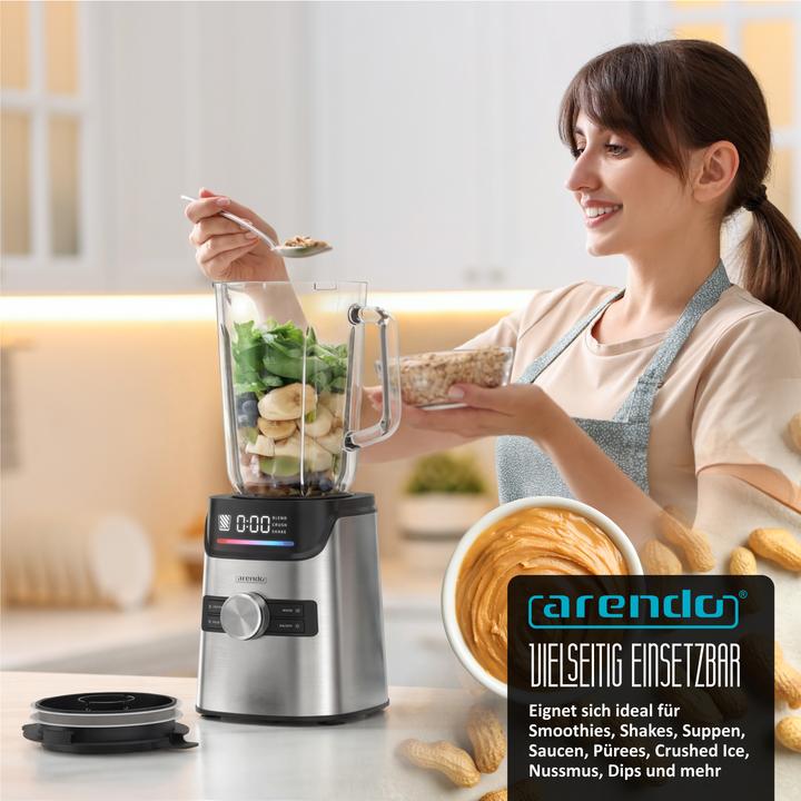 Produktbild Arendo Standmixer 1400W, Display, 6 Geschwindigkeiten, 1,7l, 3 Programme, Pulsfunktion, Sicherheitssperre (1400 W)