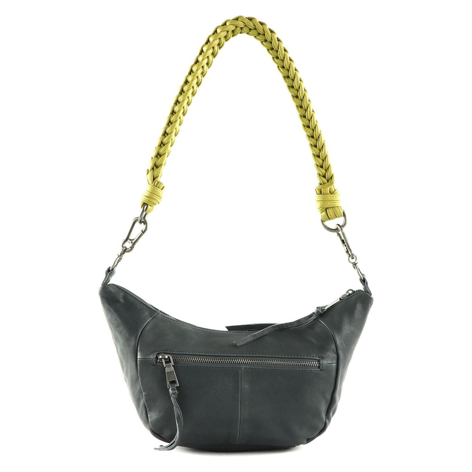 FredsBruder, Damen, Handtasche, Nida Schultertasche Leder 35 Cm, Grau, Grün