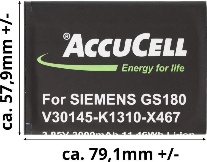 Produktbild AccuCell Akku Siemens Gigaset GS180 V30145-K1310-X467, 3002 7991