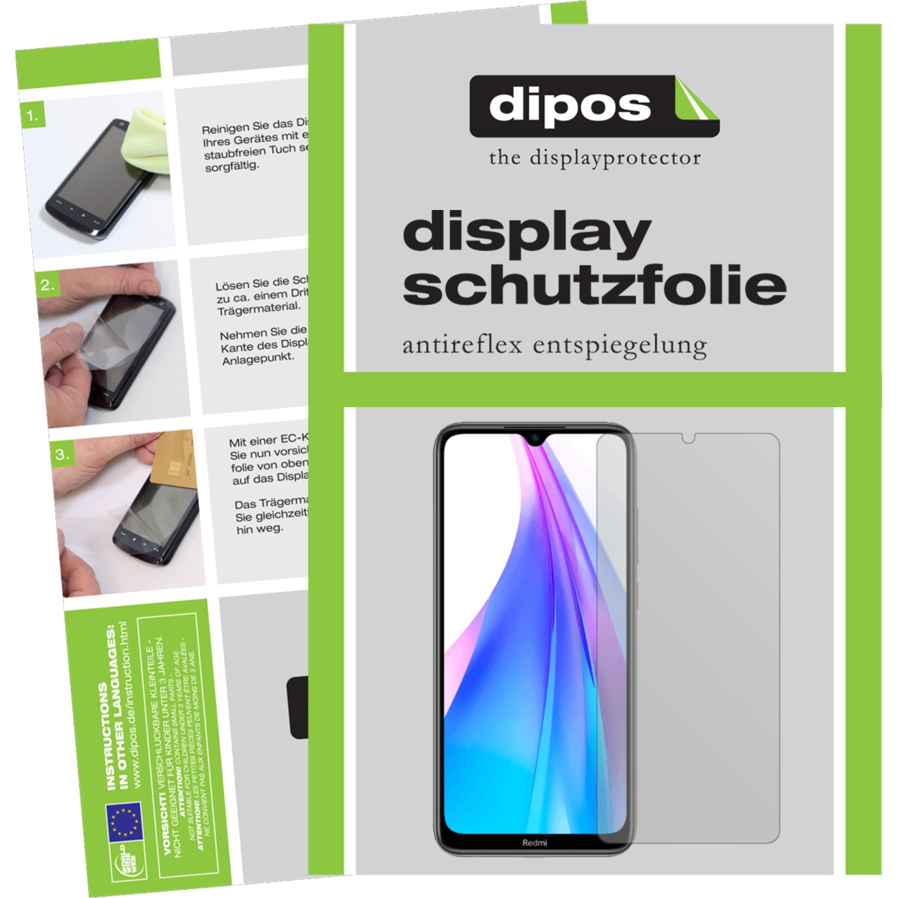 Dipos Displayschutzfolie Antireflex (2 Stück, Xiaomi Redmi Note 8T), Smartphone Schutzfolie, Transparent