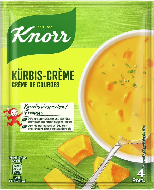Image du produit Knorr Potage à la crème de potiron en sachet, extra-crémeux avec morceaux de potiron, facile à préparer (1000 ml)