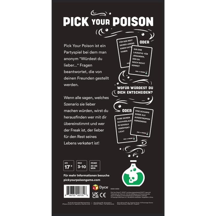 Immagine prodotto Dyce Games Pick your poison After Dark Edition - Das "Was würdest Du lieber tun?" Partyspiel (Tedesco, 3 - 10 Giocatori)