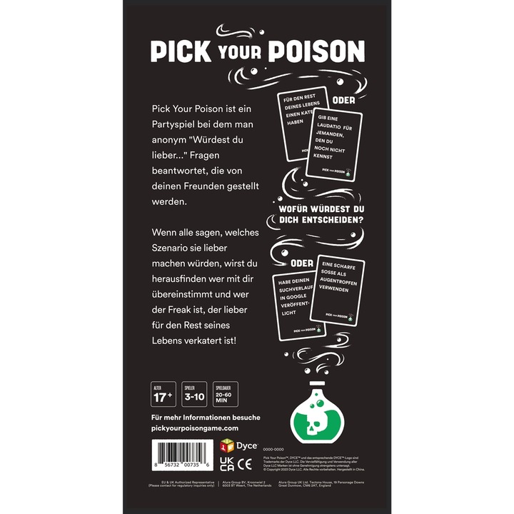 Produktbild Dyce Games Pick your poison After Dark Edition - Das "Was würdest Du lieber tun?" Partyspiel (Deutsch)