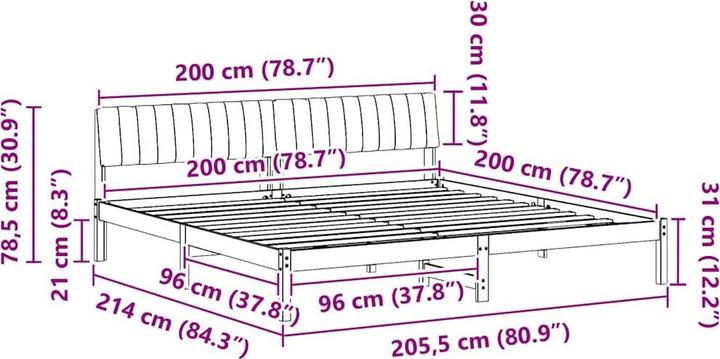 Image du produit vidaXL Plattformbettgestell (200 x 200 cm)