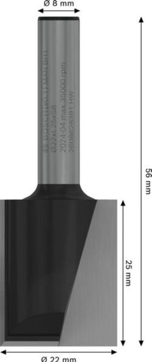 Actual product image Bosch Professional Zubehör Groove cutter 8 mm, D1 22 mm, L 25