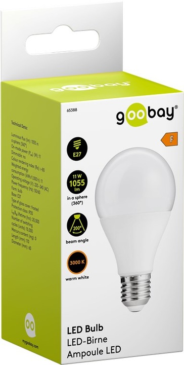 Produktbild Goobay Birne (E27, 11 W, 1055 lm, 1 x, F)