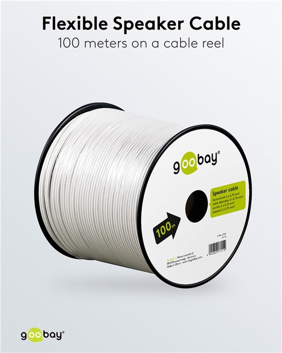 Actual product image Goobay Speaker cable white CCA (100 m, 0.75 mm²)