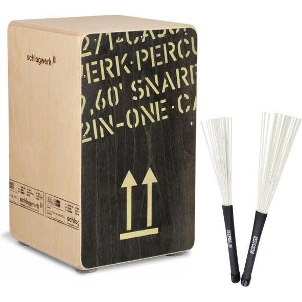Schlagwerk CP404 BLK Cajon mit Besen (Perkussion), Perkussion, Schwarz