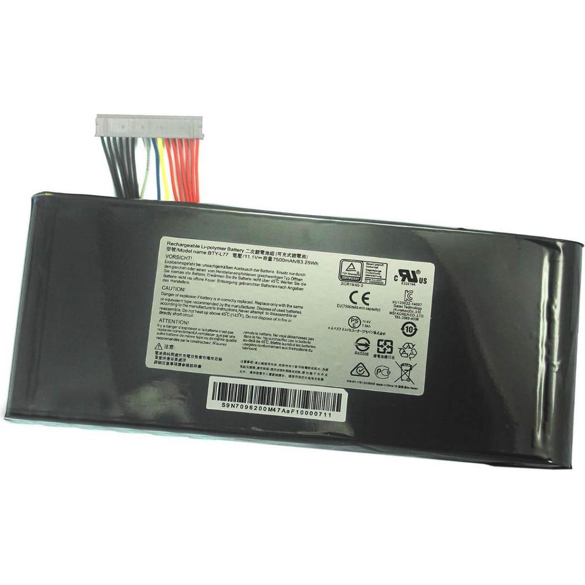 CoreParts MBXMSI-BA0005 (1 Zellen, 6600 mAh), Notebook Akku, Schwarz