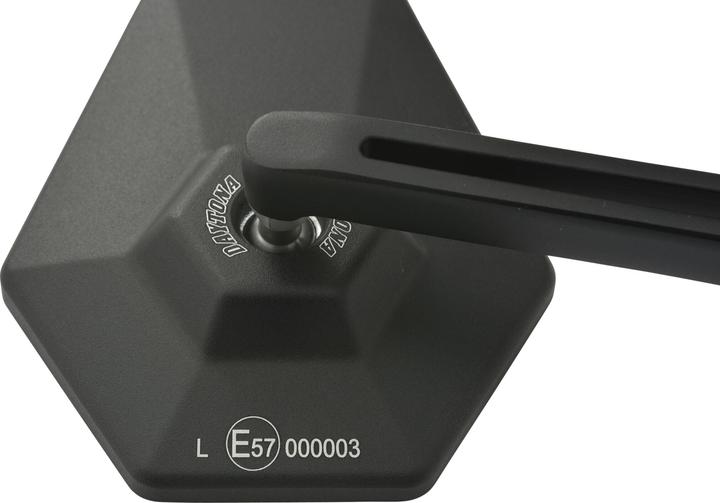 Actual product image Daytona D-Mirror-4 black hexagonal aluminium side mirror