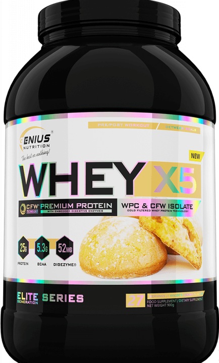 Actual product image Genius Nutrition Whey-X5 (Biscotti cookies, 900.90 g)