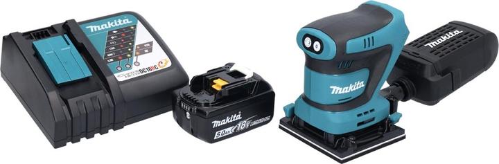 Produktbild Makita DBO 481 RT1 Akku Schwingschleifer 18 V 112 x 102 mm + 1x Akku 5,0 Ah + Ladegerät (Exzenterschleifer)