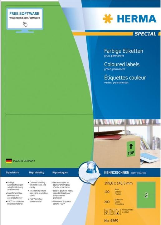 Produktbild HERMA Farbige Etiketten A4