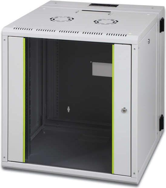 Actual product image Digitus Wall Mounting Cabinet Unique Series - double sectioned, pivoted (9 RU, 19 inch rack)