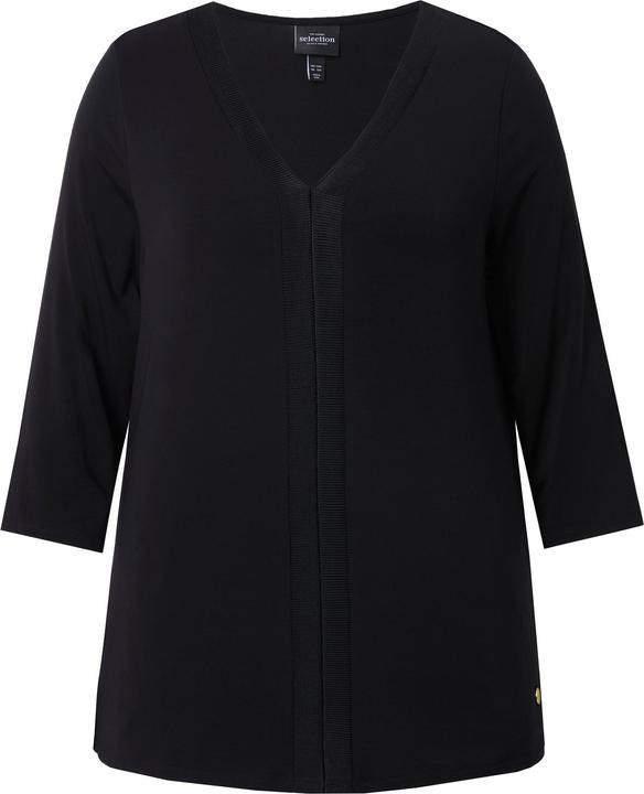 Produktbild Ulla Popken Lyocell-Shirt, Rippdetails, Classic, V-Ausschnitt, 3/4-Arm (50, 52)