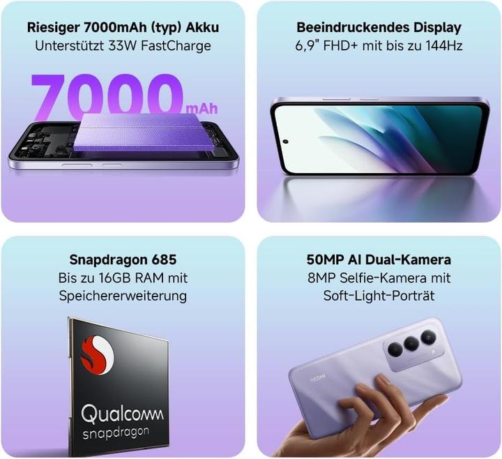 Image du produit Xiaomi Redmi 15 (128 Go, Midnight Black, 6.90", 4G)