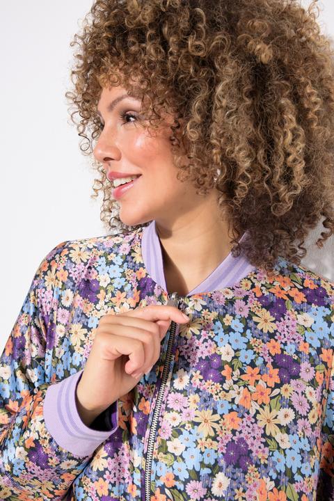 Actual product image Ulla Popken Reversible Floral Print College Collar Jacket (50, 52)